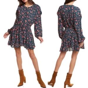 Free People Flower Fields Mini Dress in Emerald Combo